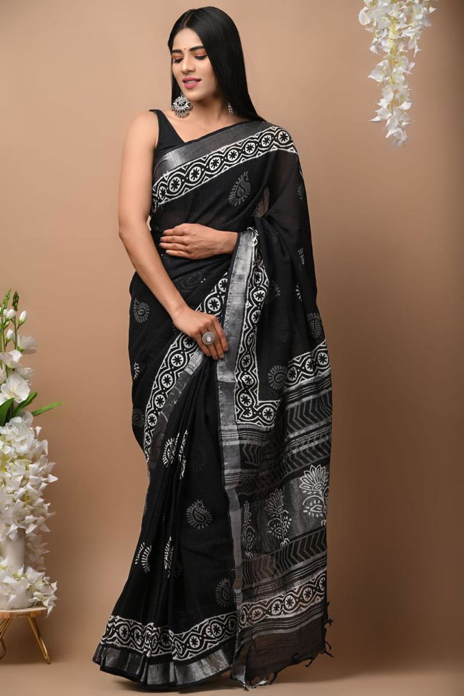 VK 4166 Silver Jari Patta Printed Sarees Catalog